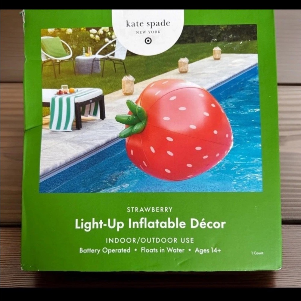 Kate Spade New York Target Strawberry Light Up Inflatable Pool Float Decor NEW